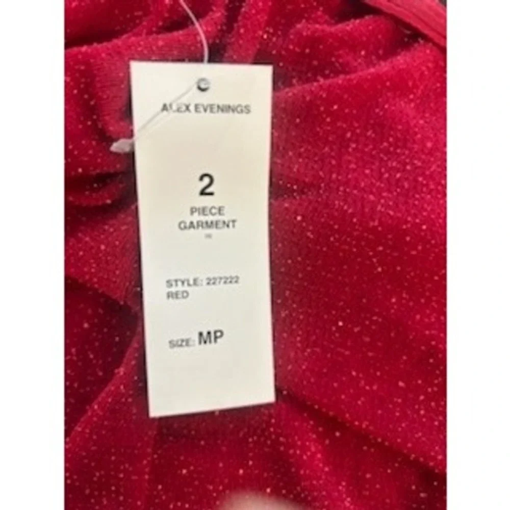 Alex Evenings Red Metallic Camisole & Jacket Set Holiday Size Medium‎ Petite MP